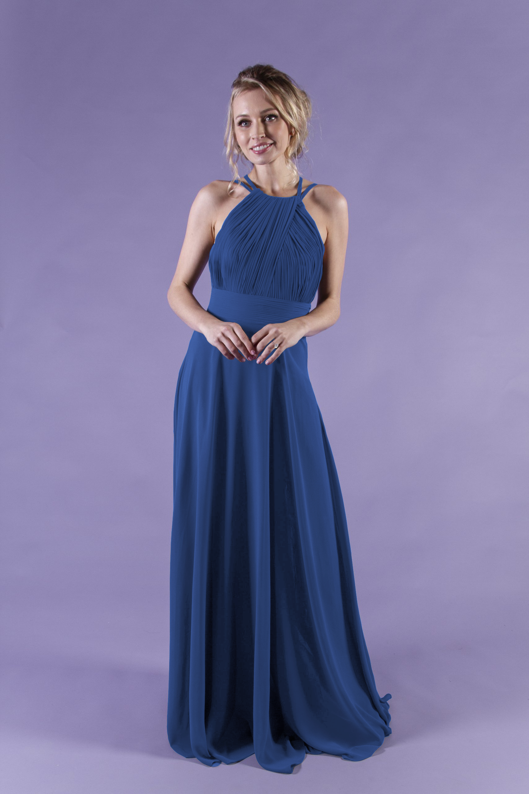 Blue halter neck bridesmaid dresses sale