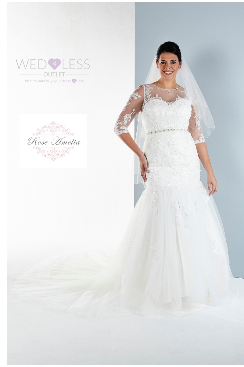 Roseboat - A gorgeous lace A-line gown with all over lace pattern and an illusion neck and sleeves - Image 2