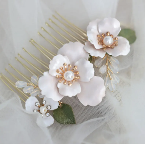 Floral Rose Wedding Comb