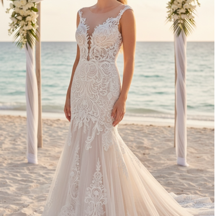 Heaven Sent - An elegant mermaid lace adorned gown